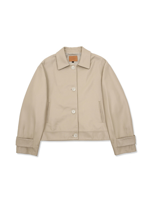 Lambskin Short Leather Jacket [Ivory]