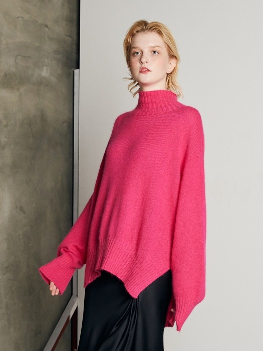 [Premium] ANGORA WHOLE GARMENT PULLOVER_FUCHSIA PINK