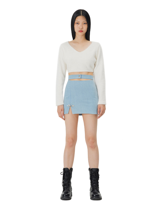 C WAIST CUT MINI SKIRT_SKY BLUE