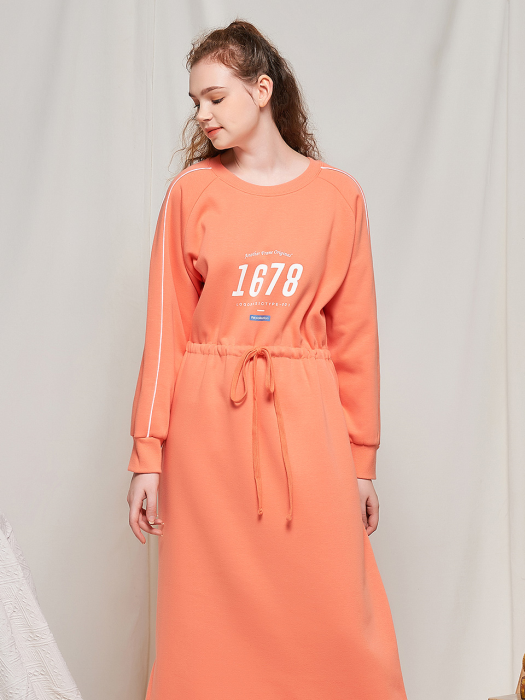 1678 LINE RUGBY SWEAT ONEPIECE (LIVING CORAL)