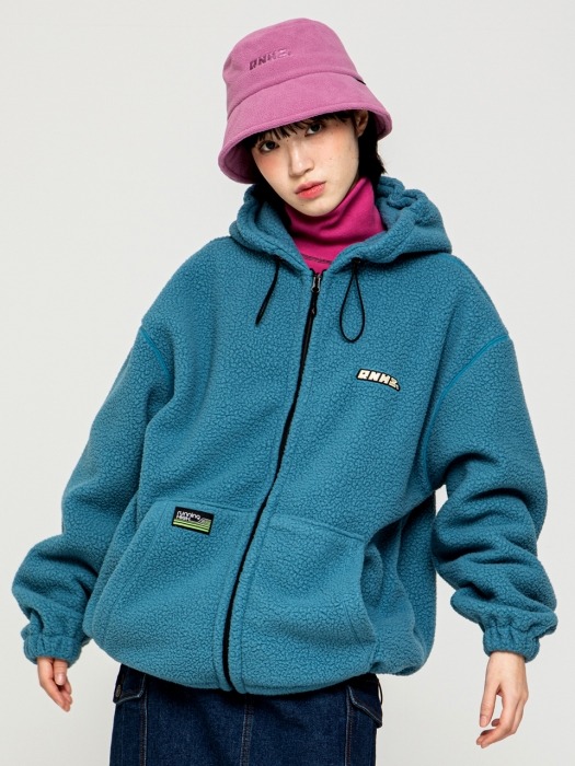 HEAVY FLEECE ZIP UP HOODIE [BLUE GREEN]