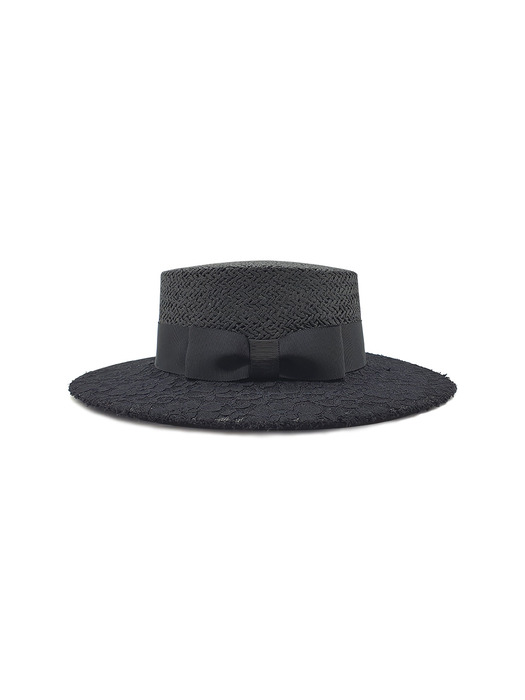 BOATER HAT-OVERCOLOR MIX BLACK