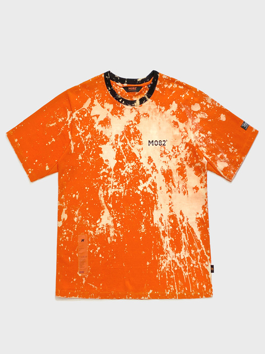 Orange Hand-Bleached M082 Logo Print T-Shirt