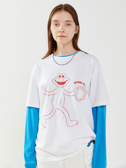 [SM20 SV X Sesame Street] Embroidered T-Shirts(White)