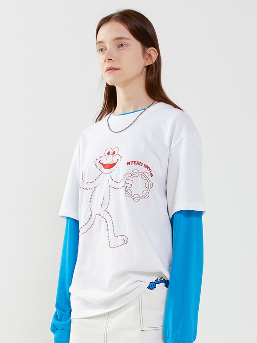 [SM20 SV X Sesame Street] Embroidered T-Shirts(White)