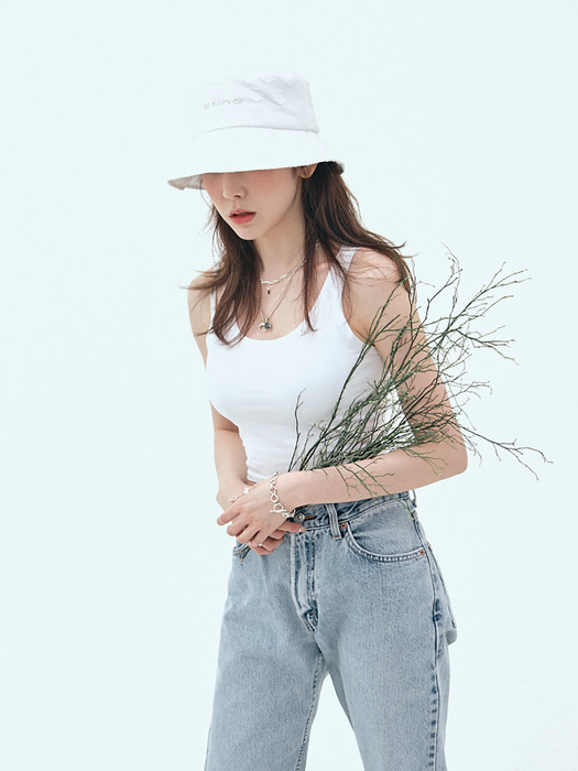 Flower Bucket Hat (White)