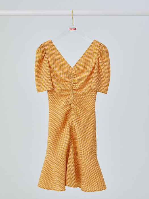 Stretch Seersucker Dress [Mustard Yellow] JSDR0B915Y3