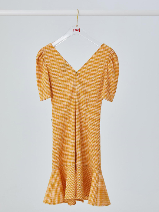 Stretch Seersucker Dress [Mustard Yellow] JSDR0B915Y3