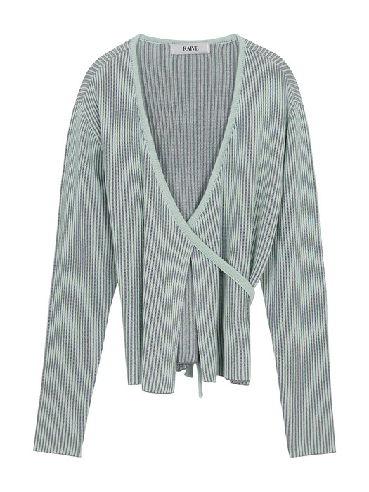 Two Tone Wrap Knit in Mint Grey_VK0AP2210