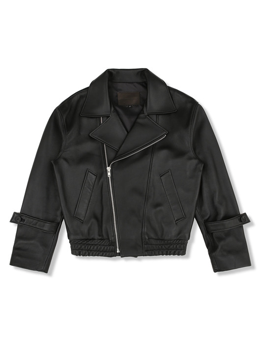 LAMBSKIN OVERFIT BIKER JACKET (BLACK)