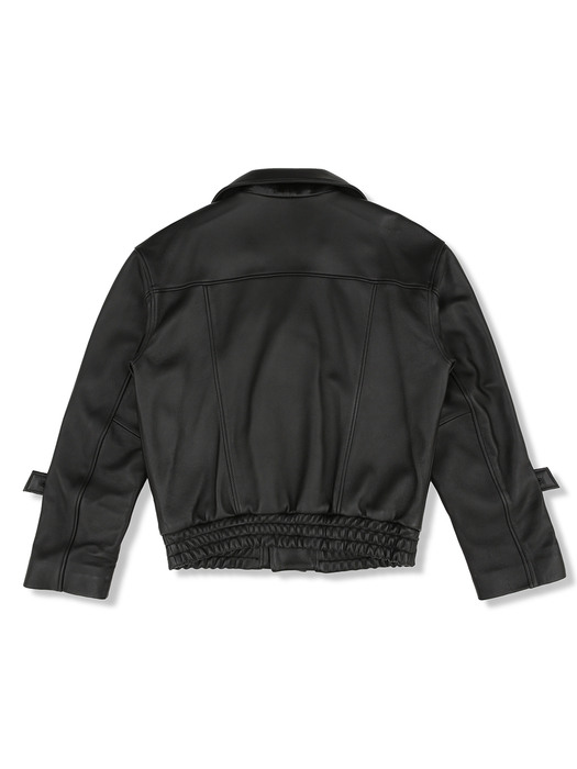 LAMBSKIN OVERFIT BIKER JACKET (BLACK)