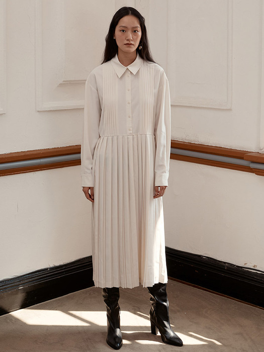 [EXCLUSIVE] PLEATED DRESS - IVORY