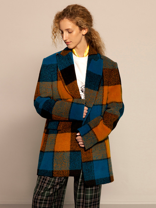 Check Wool Half Coat
