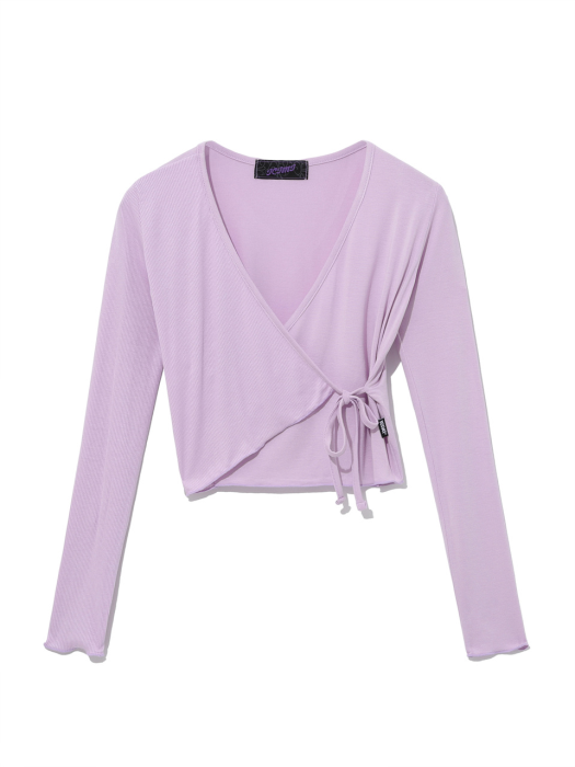 20ICMFW016 Mix wrap crop sleeve_Lilac pink