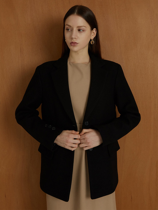 minimal wool blazer black