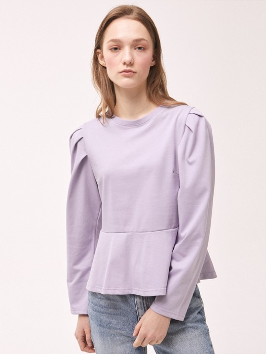 Puff Sleeve Flare T-shirt - Lavender