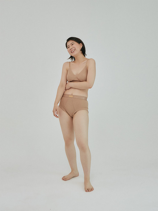 Ribbed Modal Brief for Woman - Camel Beige