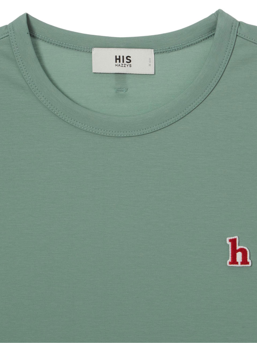 [HIS]더스티그린 h로고 솔리드 티셔츠 HZTS1B801E2