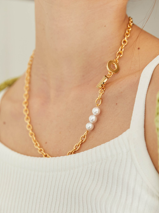 rope pearl necklace - gold