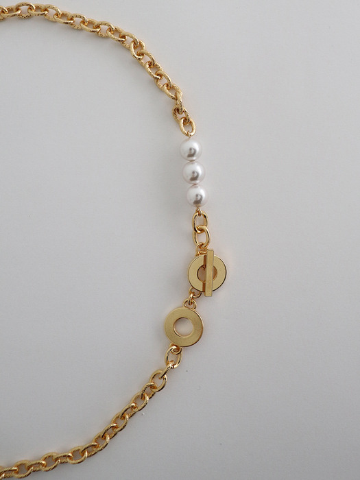 rope pearl necklace - gold