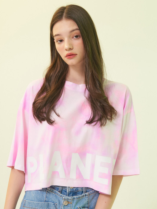 planet-131 Tie dye crop tee_pink