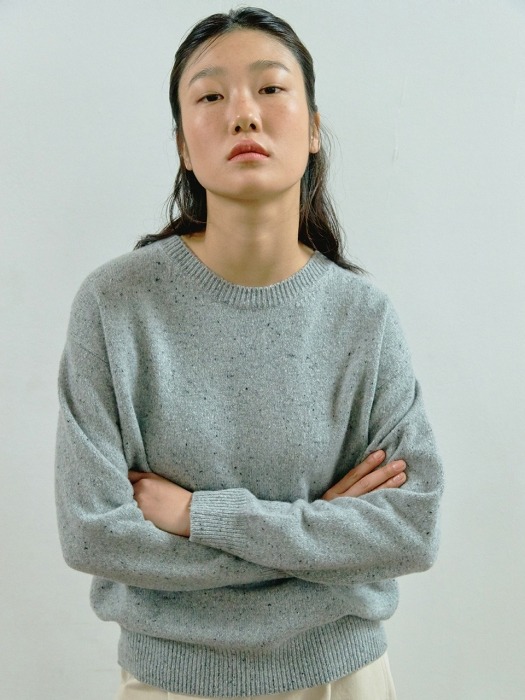 GREY RECYCLED CASHMERE KNIT TOP