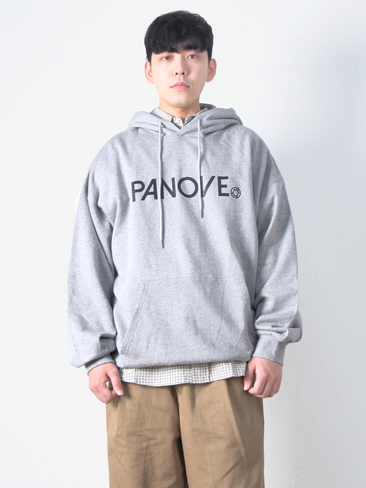 pnv009_panove over fit logo hoodie (gray)