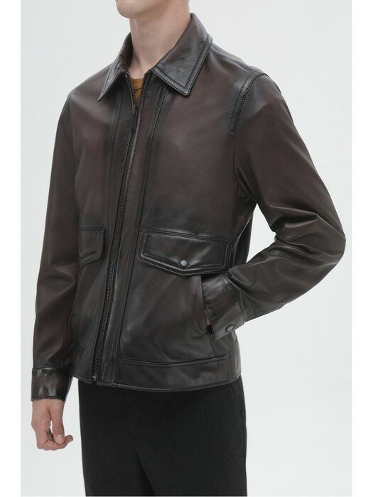 two-tone naked leather jacket_CWUDW21711BRD