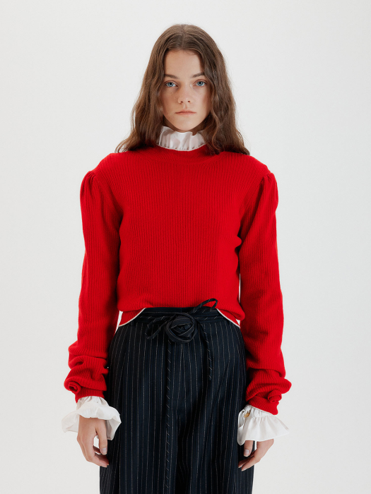 TOSE Corsage Knit Top - Red