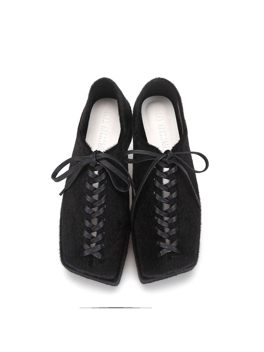 Squared toe lace up platforms | Warm black