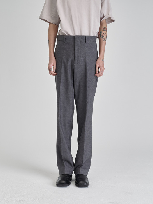 Plain Wool Slacks (Charcoal)