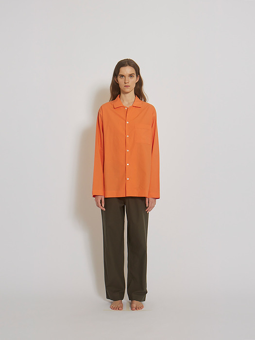 100% Cotton Pajamas for Unisex (Orange/DeepGreen)