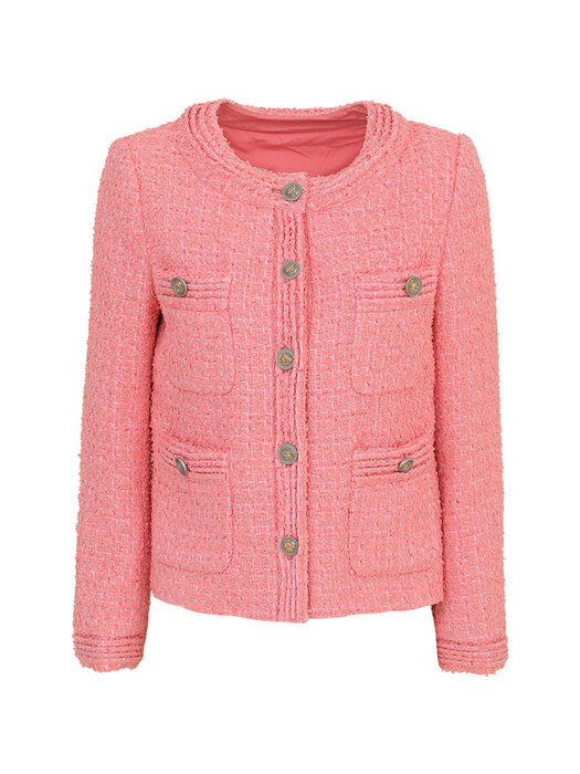 세린 핑크 트위드 자켓