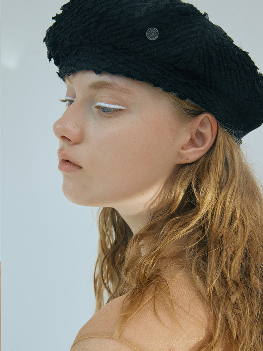 [Let there be light] Vague stitch beret in black