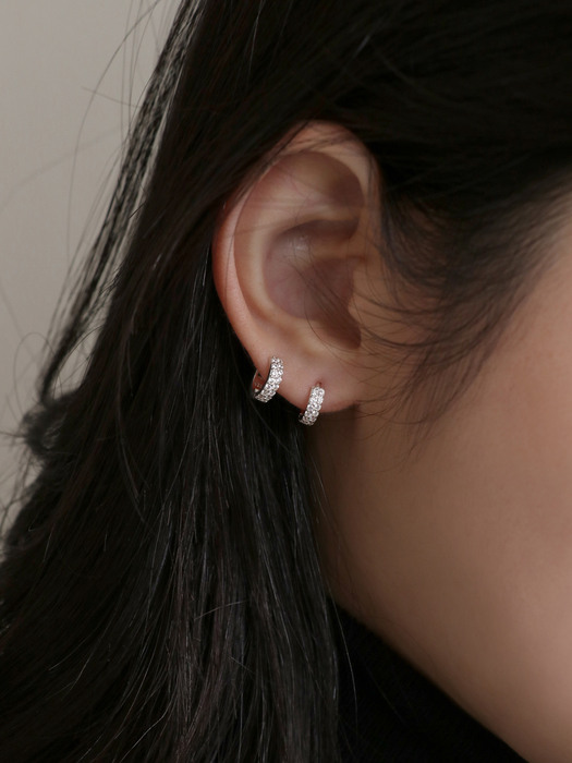 silver pave one-touch earring