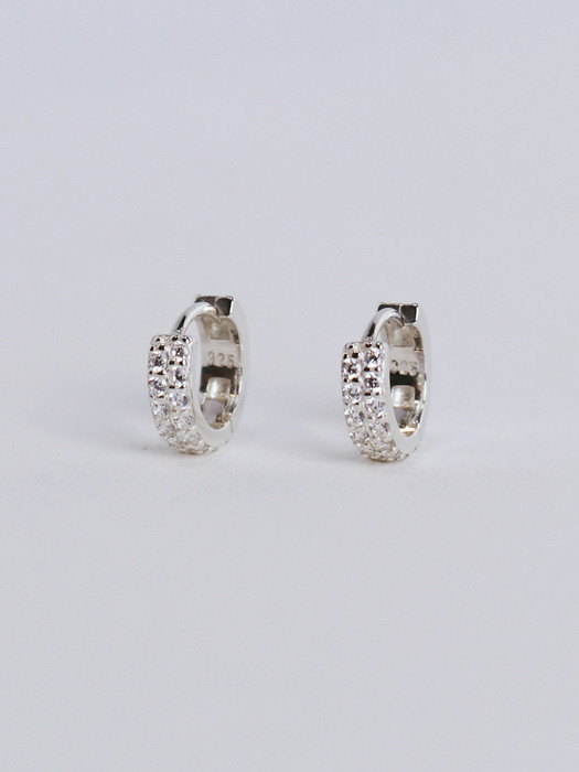 silver pave one-touch earring