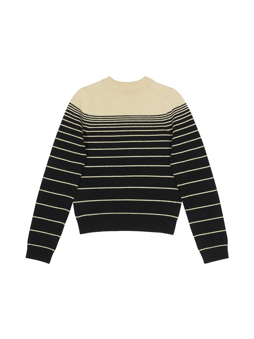 [EXCLUSIVE] Stripe Knit Pull-over - Black/Light Beige Stripe