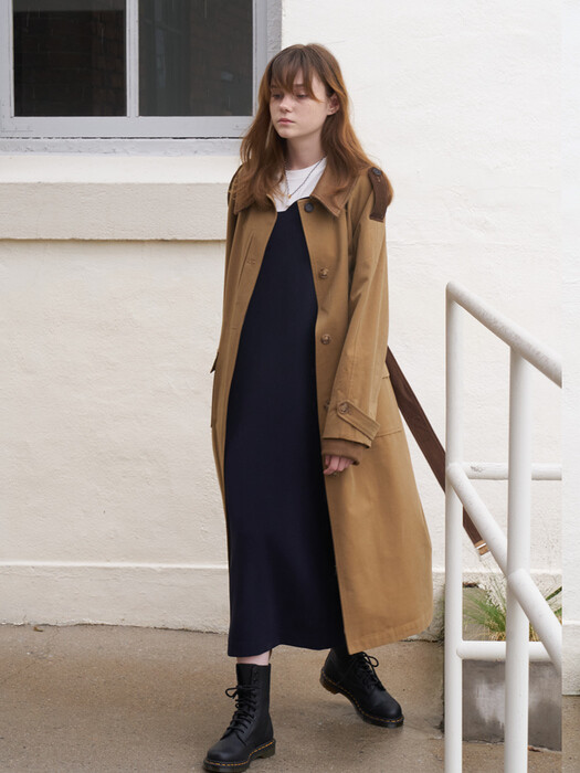 21 Fall_Y Brown Knit Mix Trench Coat 