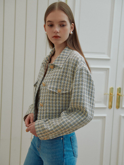 Tweed Cropped Blouson Jacket SW2SJ508-DW