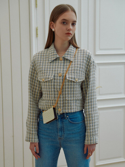 Tweed Cropped Blouson Jacket SW2SJ508-DW