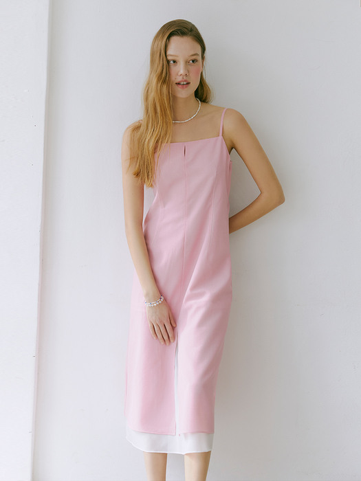 Slip Layer Slit Dress, Pink