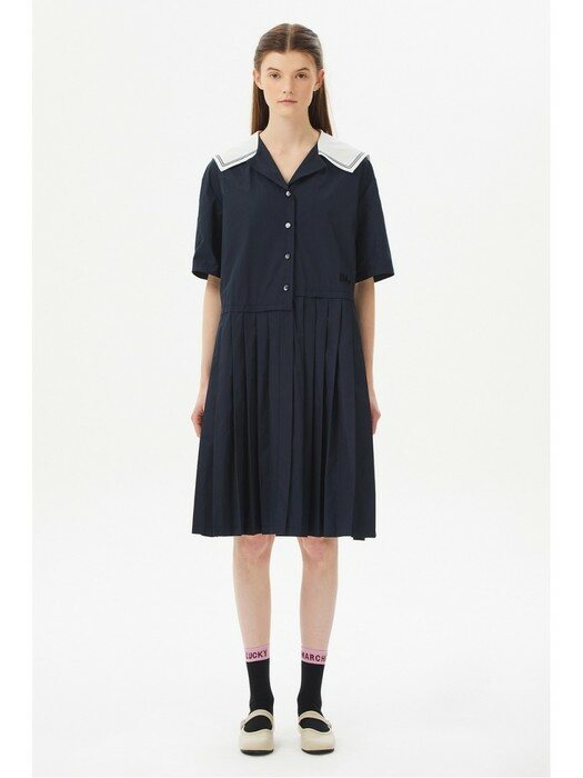 Sailor Collar Pleats Dress_QWDAX22324NYX