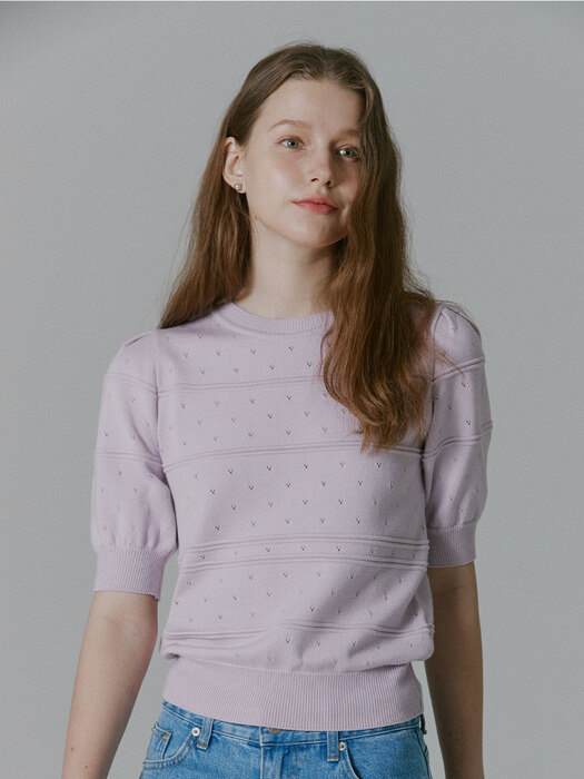 Eva Balloon Sleeve Punching Knit_Purple