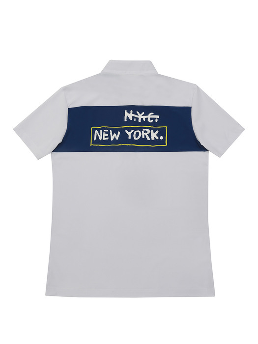 [바스키아 브루클린] 22SS 로고 반집업 골프 티셔츠 남성 WHITE