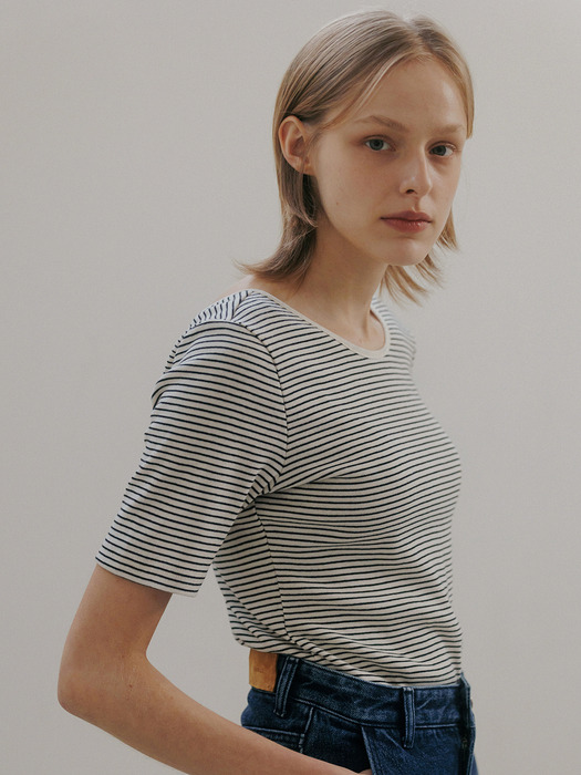 stripe ribbed t-shirt (black)