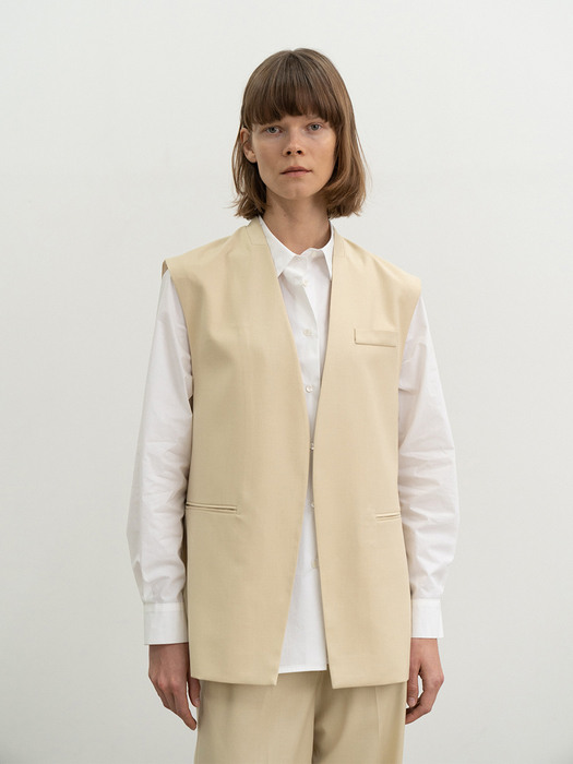 [리퍼브] wool no-collar vest (yellow)