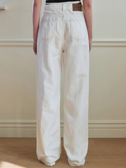 WIDE STRAIGHT STITCH JEANS_IVORY