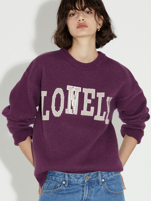 LONELY/LOVELY CASHMERE KNIT SWEATER PURPLE