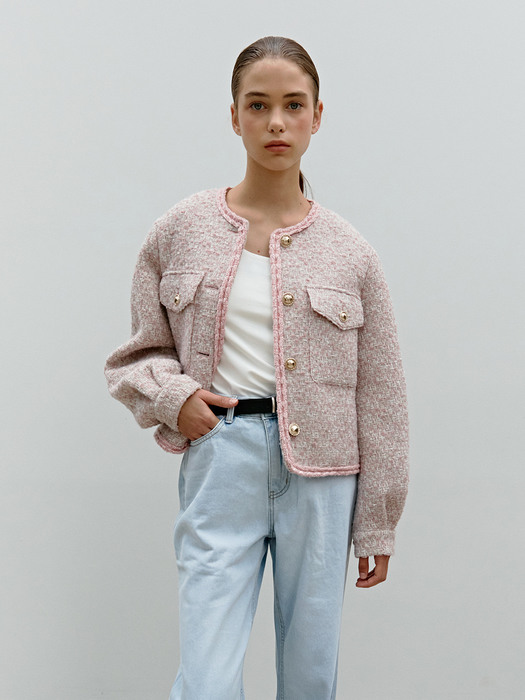 TWF VOLUME TWEED JACKET PINK