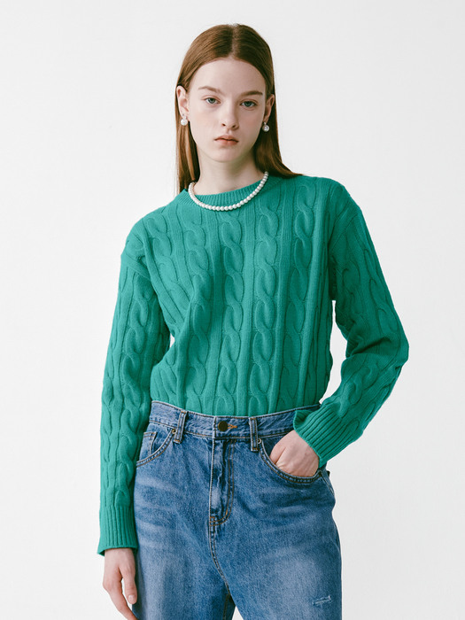 Round Cable Knit Green